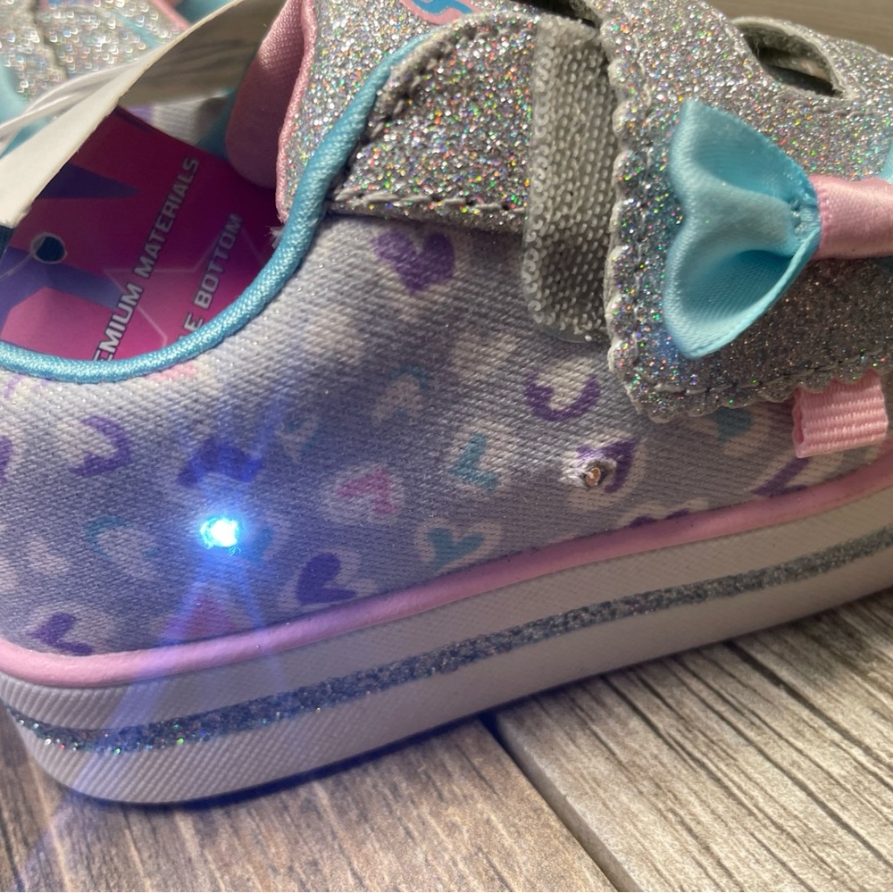 Sport by Skechers Lights Crystal Stars Sparkle Silver Blue Pink Girls Size 8 - Picture 15 of 15